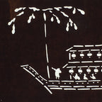 Japanese Antique Ise Katagami Paper Kimono Stencil Edo Festival Fireworks A566