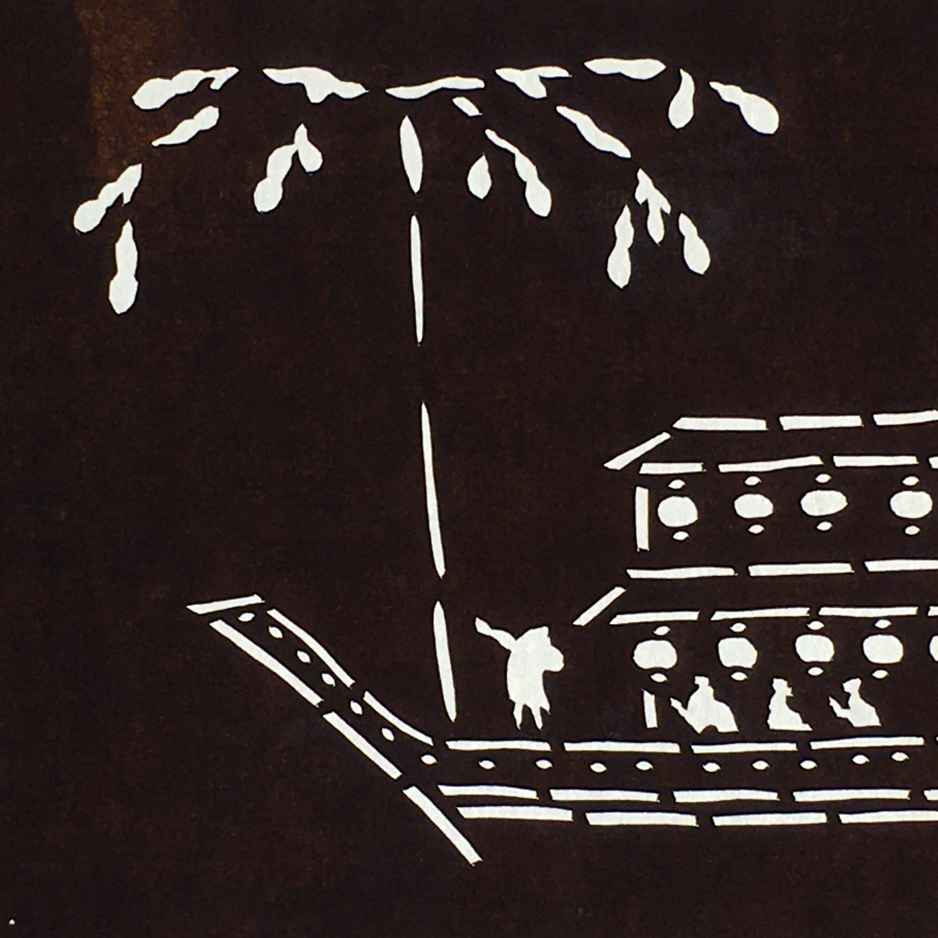 Japanese Antique Ise Katagami Paper Kimono Stencil Edo Festival Fireworks A566