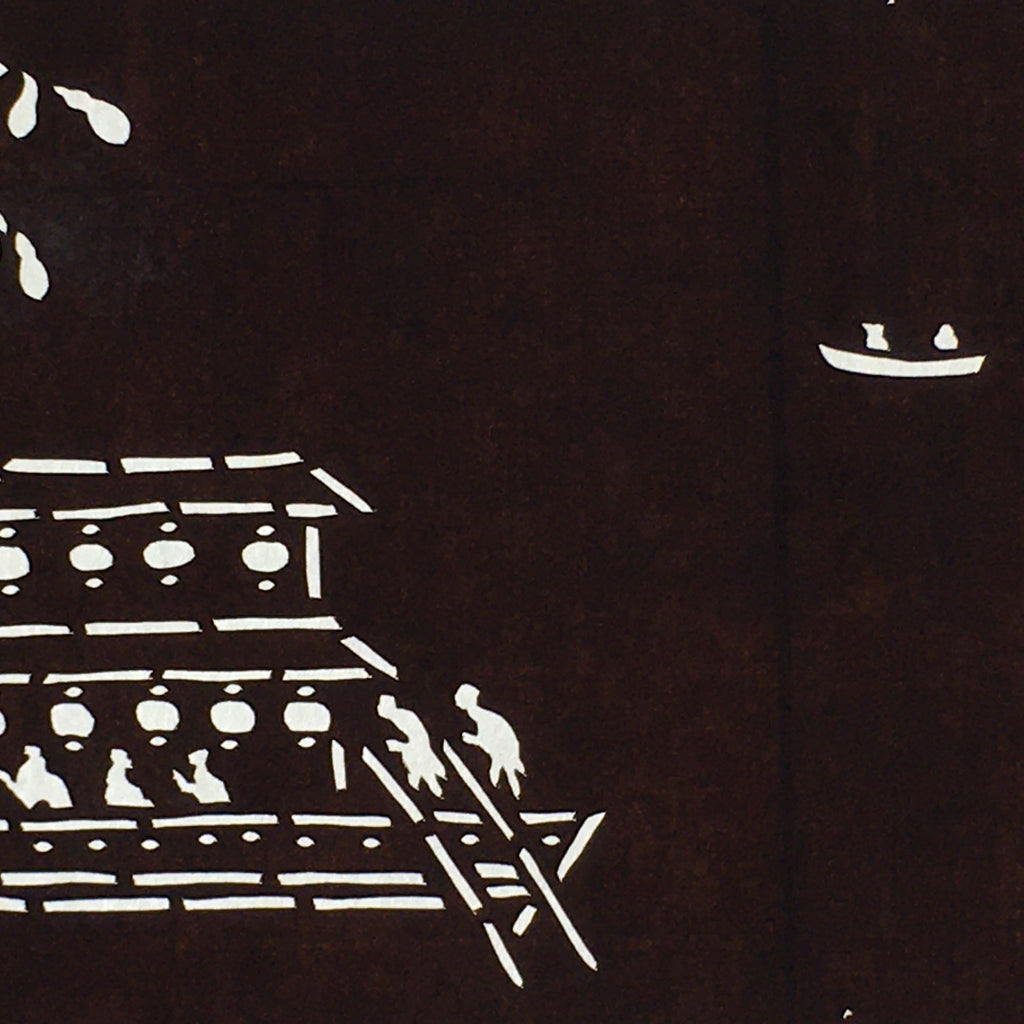 Japanese Antique Ise Katagami Paper Kimono Stencil Edo Festival Fireworks A566