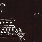 Japanese Antique Ise Katagami Paper Kimono Stencil Edo Festival Fireworks A566