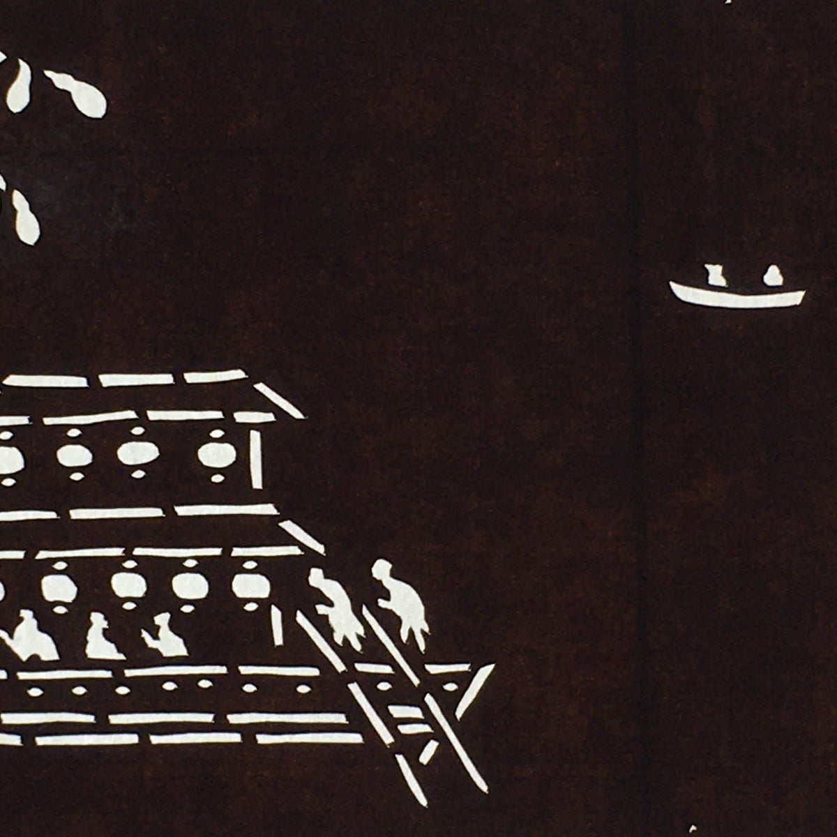 Japanese Antique Ise Katagami Paper Kimono Stencil Edo Festival Fireworks A566