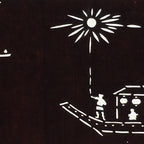 Japanese Antique Ise Katagami Paper Kimono Stencil Edo Festival Fireworks A566