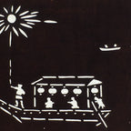 Japanese Antique Ise Katagami Paper Kimono Stencil Edo Festival Fireworks A566