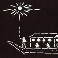 Japanese Antique Ise Katagami Paper Kimono Stencil Edo Festival Fireworks A566