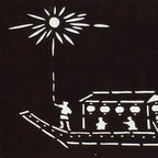 Japanese Antique Ise Katagami Paper Kimono Stencil Edo Festival Fireworks A566
