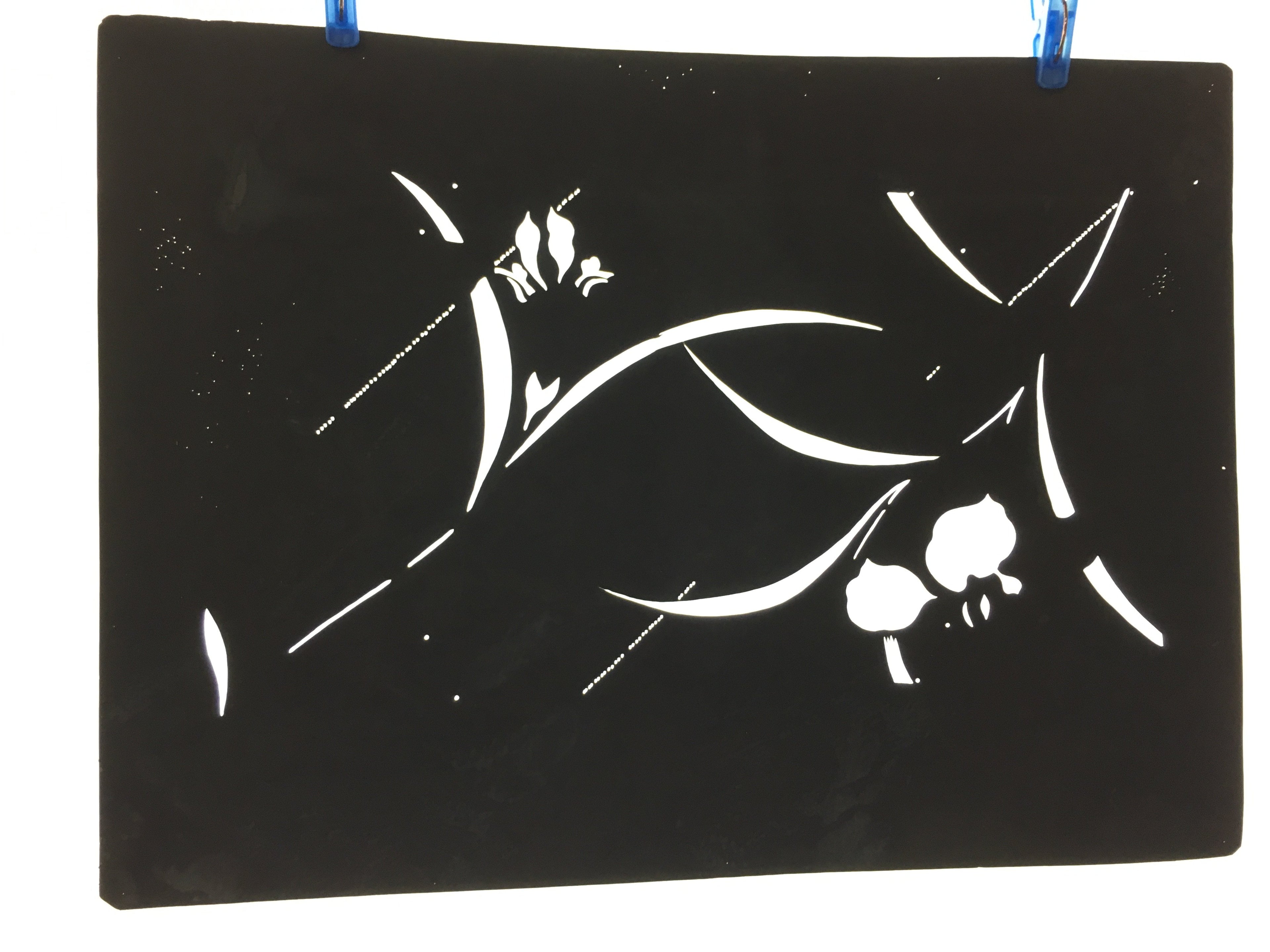 Japanese Antique Ise Katagami Paper Kimono Stencil Edo Flower Leaf A417