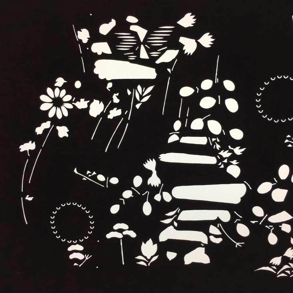 Japanese Antique Ise Katagami Paper Kimono Stencil Edo Flower Pattern A511