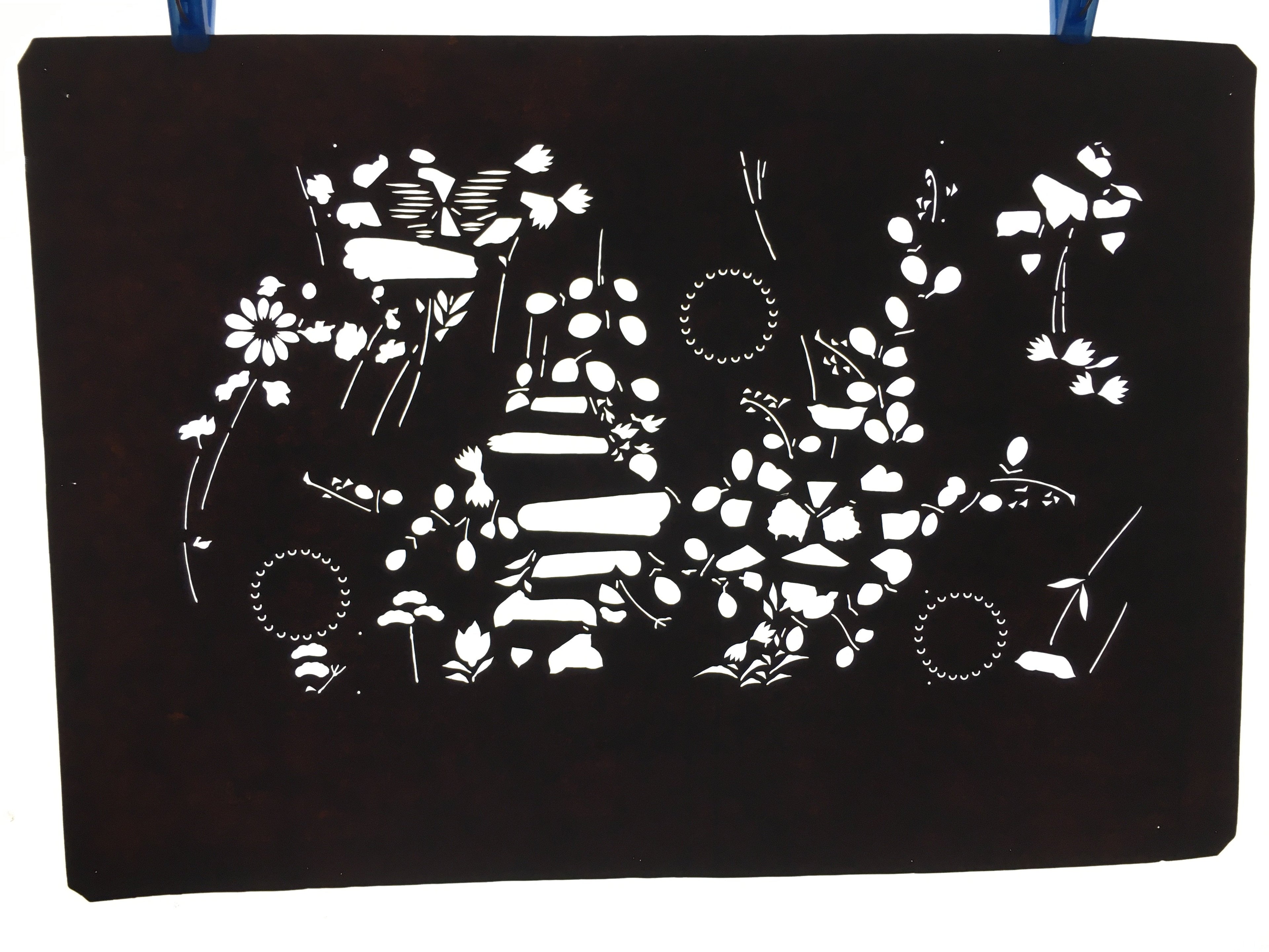 Japanese Antique Ise Katagami Paper Kimono Stencil Edo Flower Pattern A511