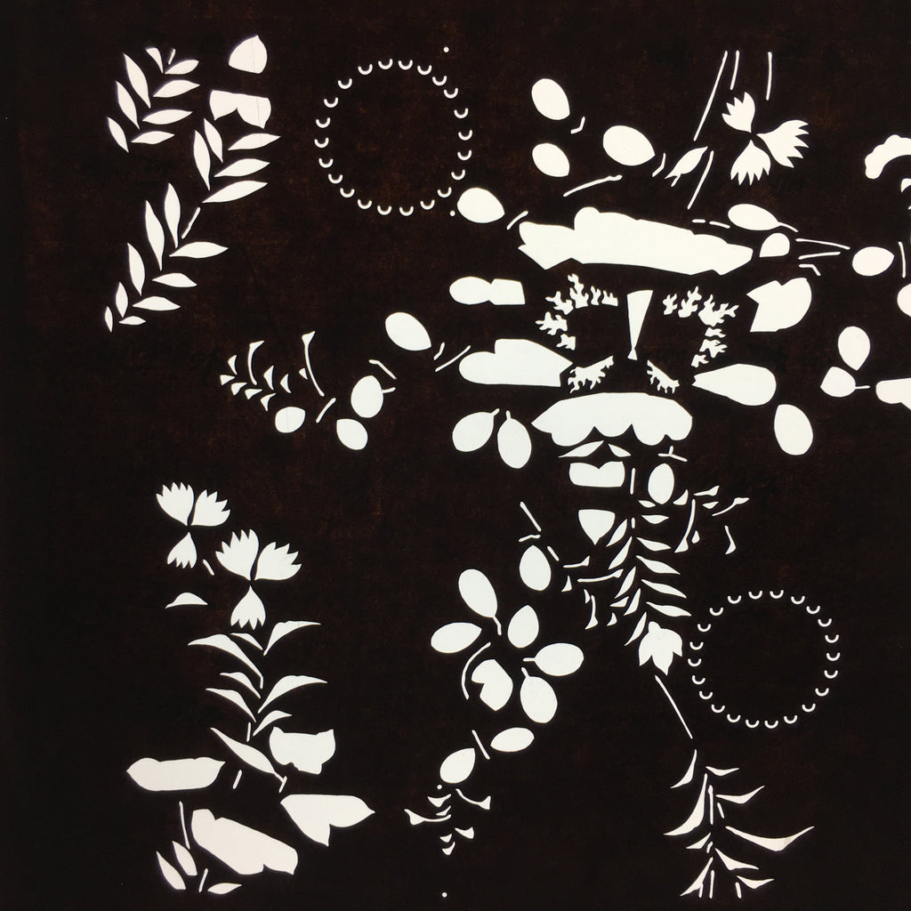 Japanese Antique Ise Katagami Paper Kimono Stencil Edo Flower Pattern A512