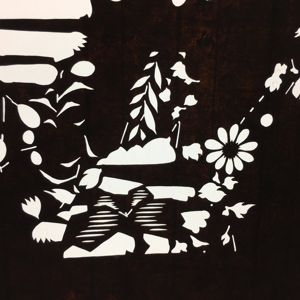 Japanese Antique Ise Katagami Paper Kimono Stencil Edo Flower Pattern A512