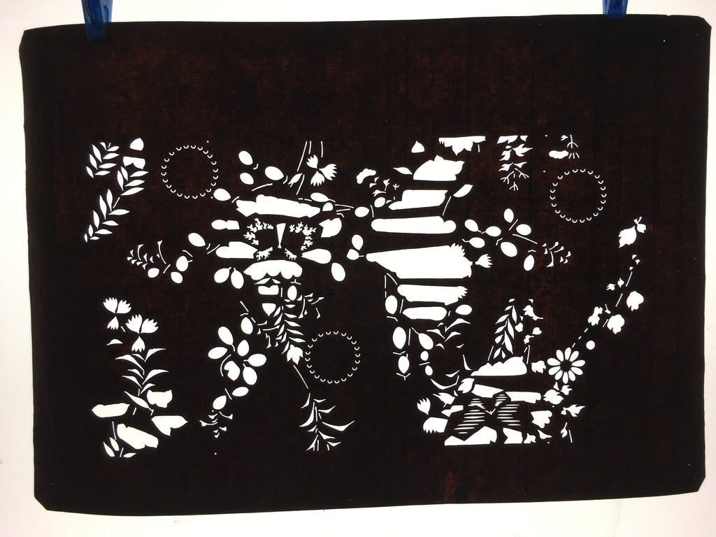 Japanese Antique Ise Katagami Paper Kimono Stencil Edo Flower Pattern A512