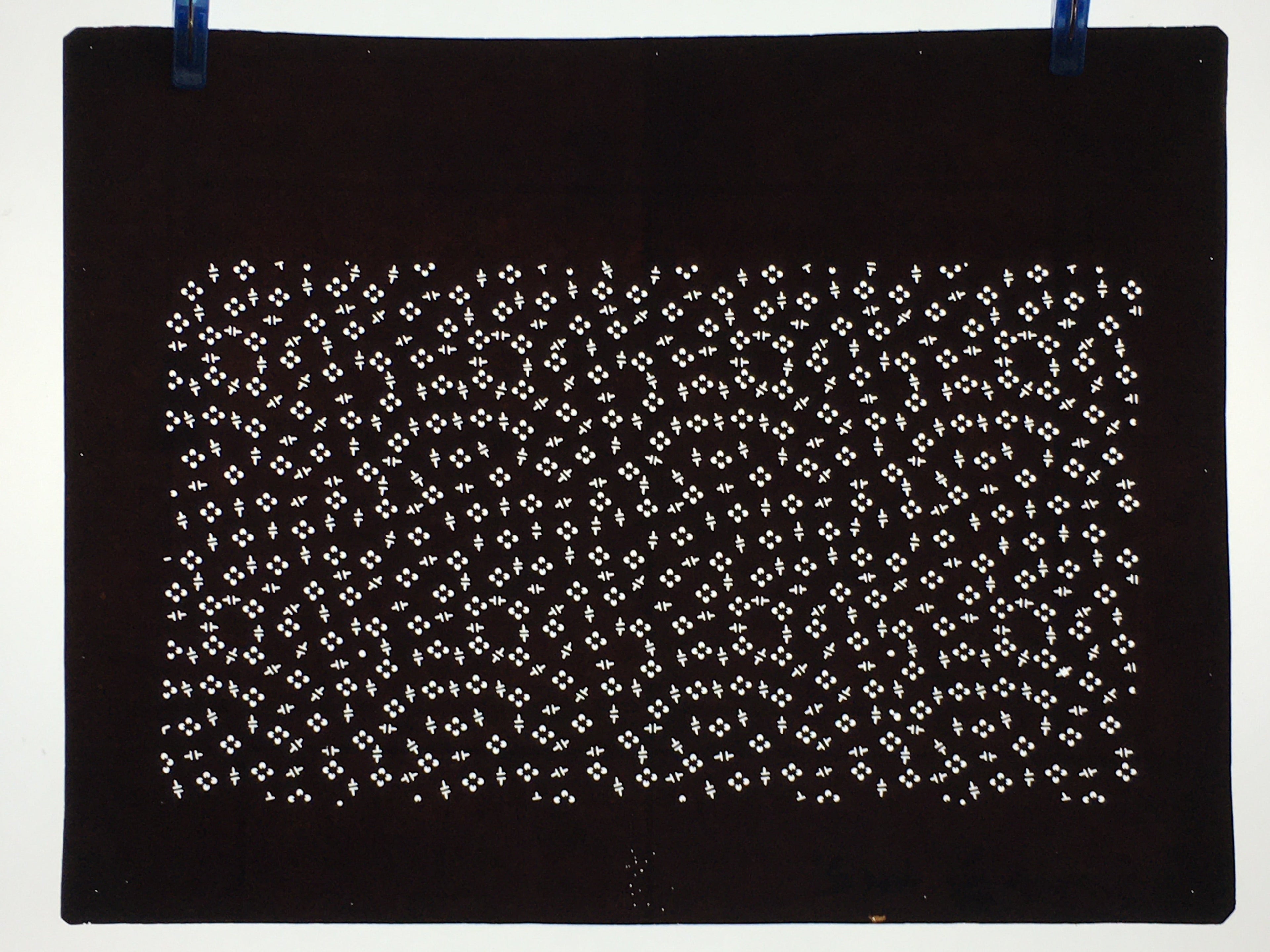 Japanese Antique Ise Katagami Paper Kimono Stencil Edo Flower Pattern A592