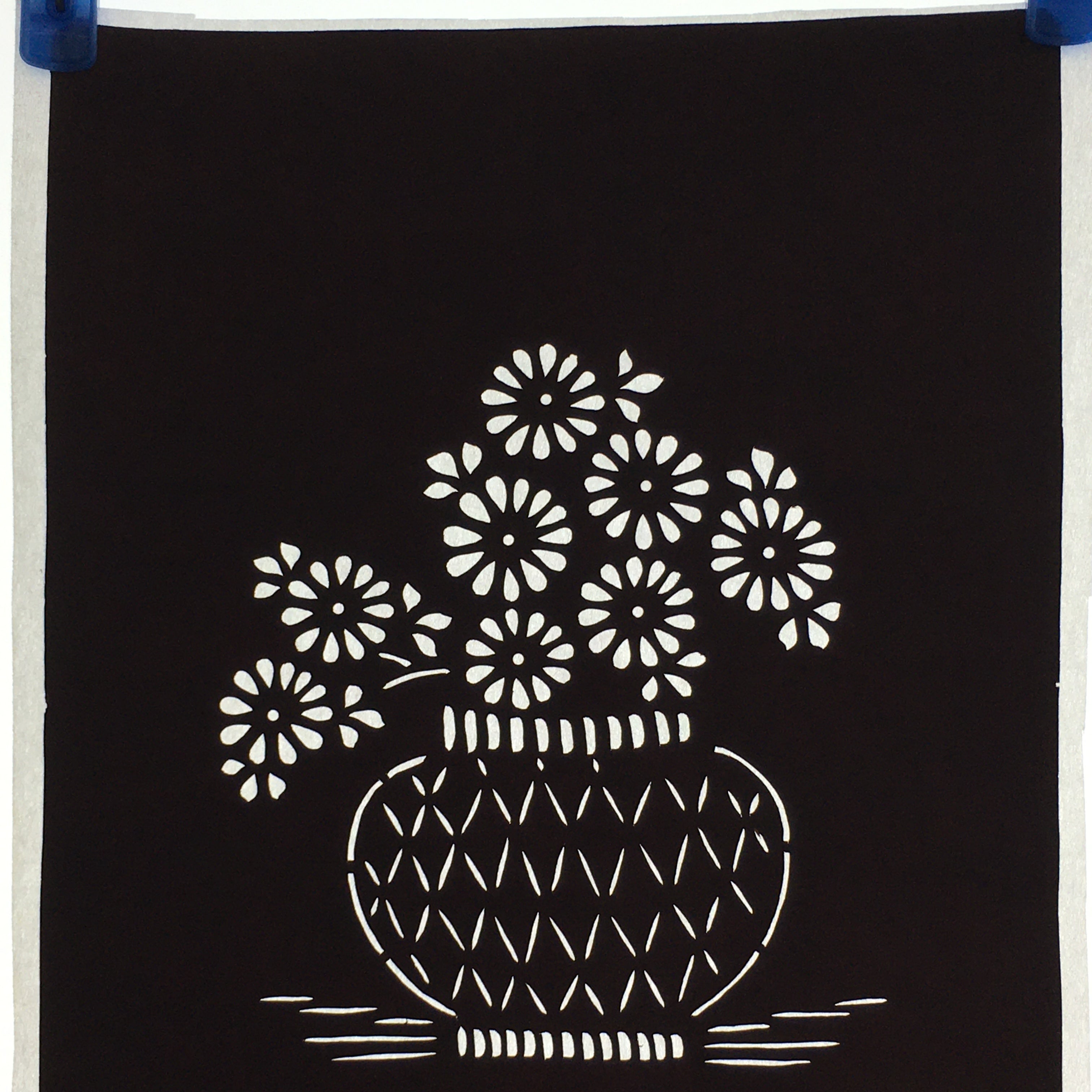 Japanese Antique Ise Katagami Paper Kimono Stencil Edo Flowers Design A567