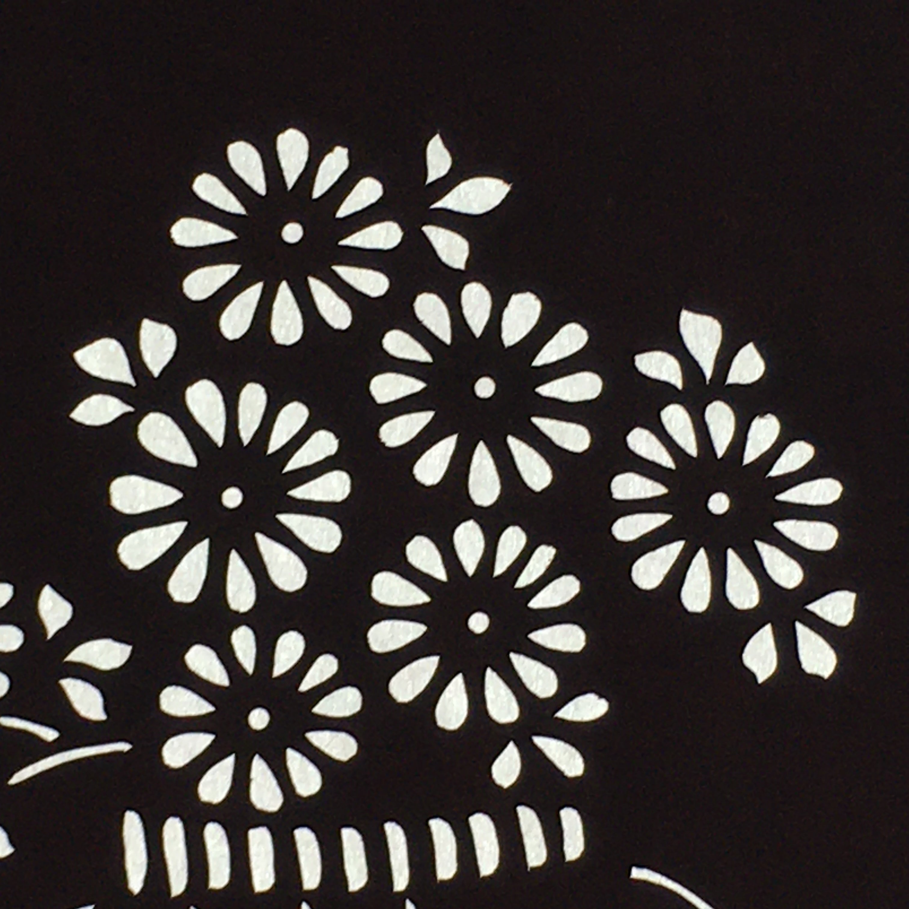 Japanese Antique Ise Katagami Paper Kimono Stencil Edo Flowers Design A567