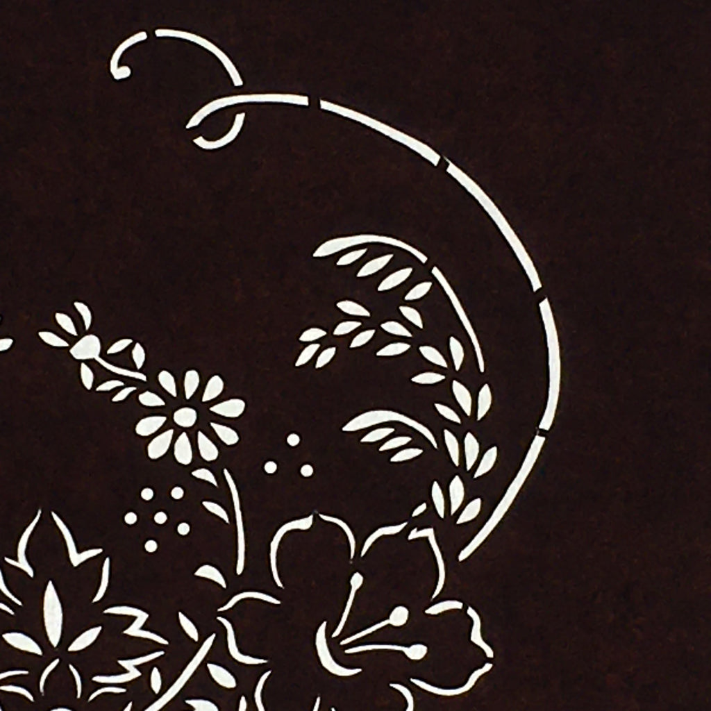 Japanese Antique Ise Katagami Paper Kimono Stencil Edo Flowers Design A568