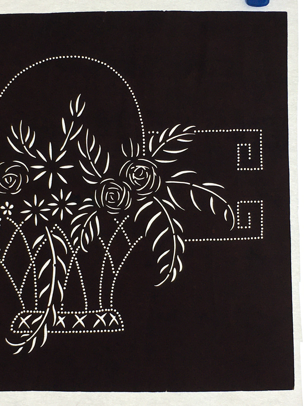 Japanese Antique Ise Katagami Paper Kimono Stencil Edo Flowers Design A569