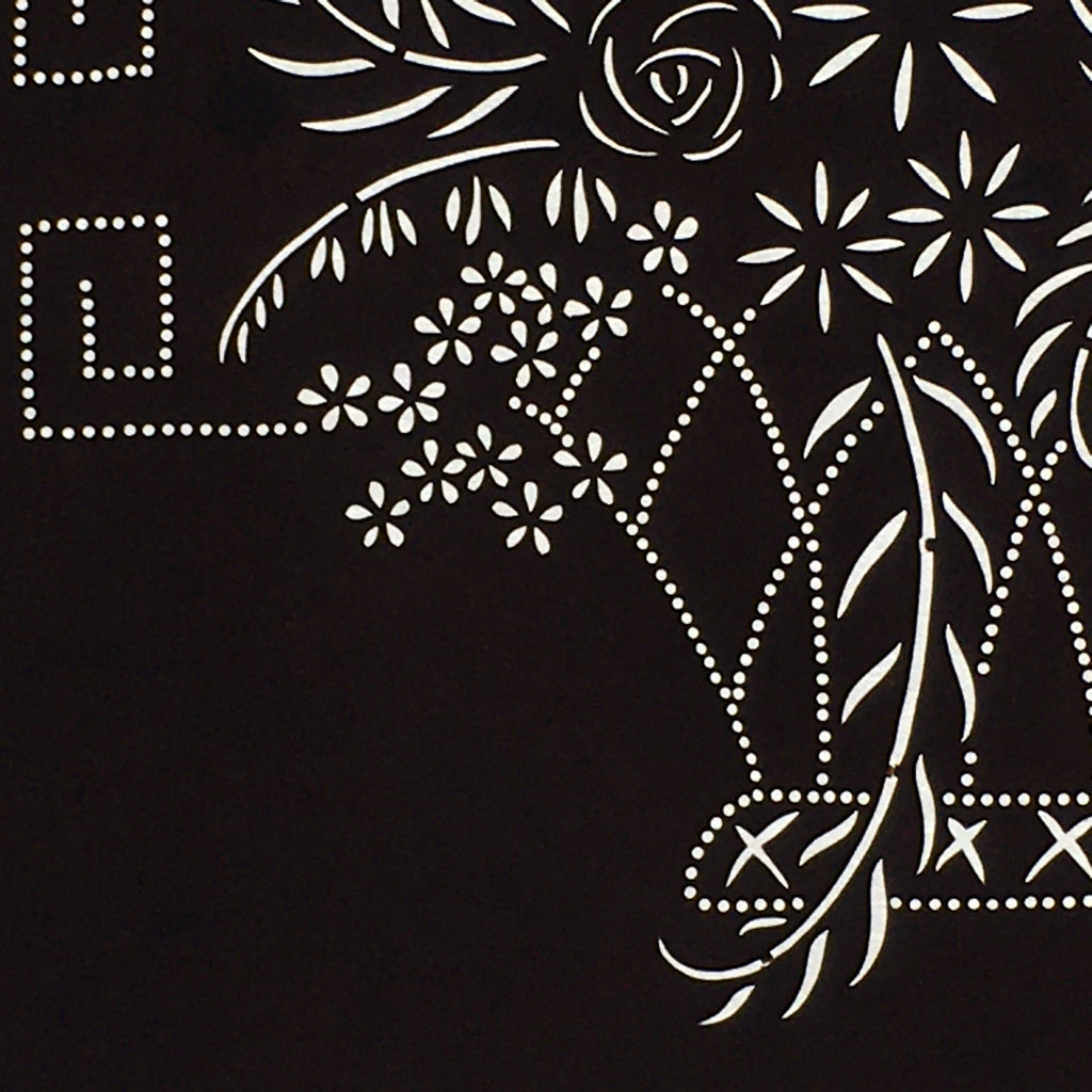 Japanese Antique Ise Katagami Paper Kimono Stencil Edo Flowers Design A569
