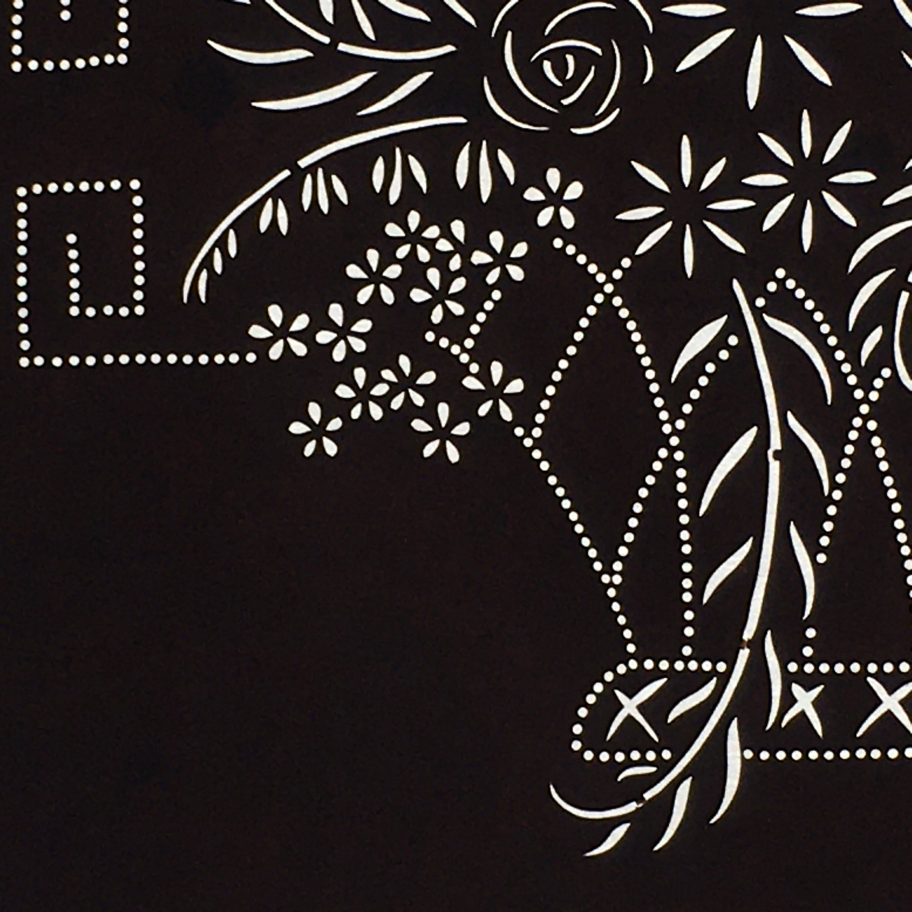 Japanese Antique Ise Katagami Paper Kimono Stencil Edo Flowers Design A569