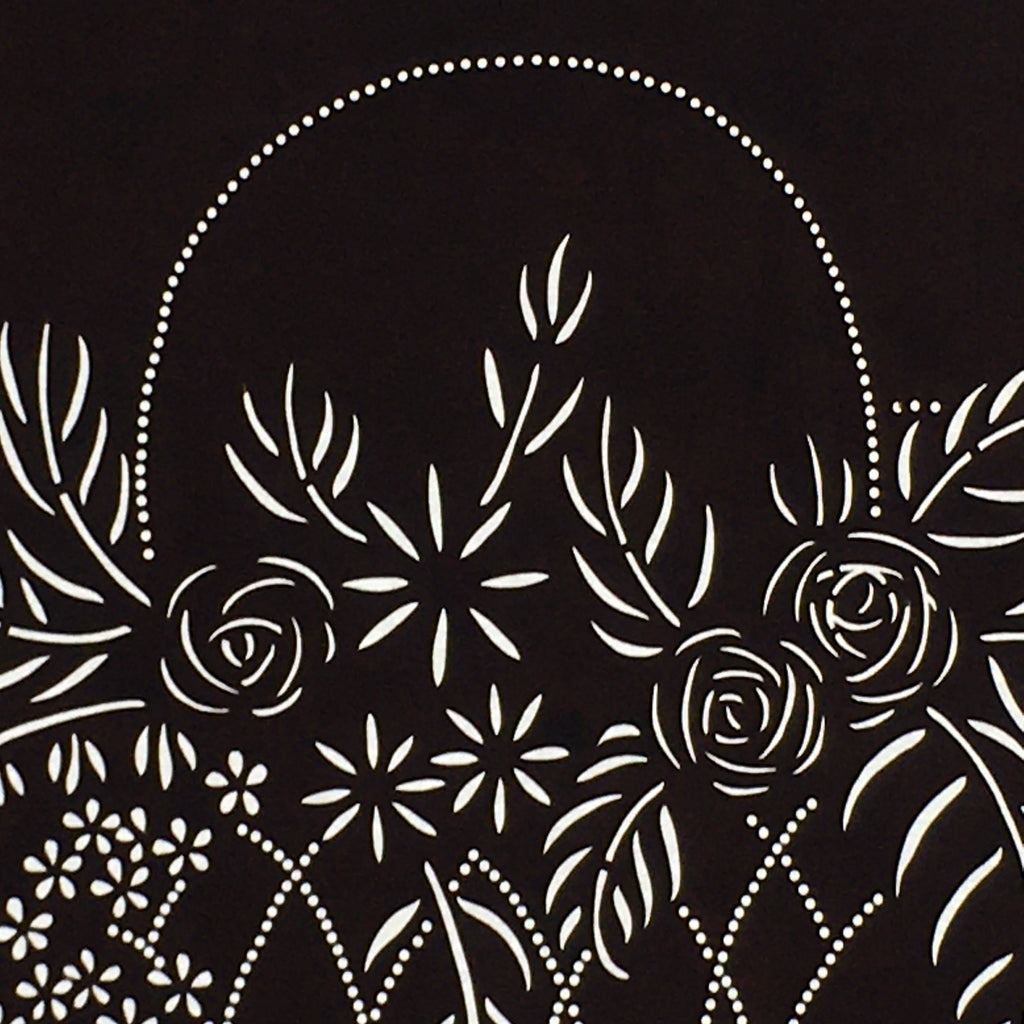 Japanese Antique Ise Katagami Paper Kimono Stencil Edo Flowers Design A569