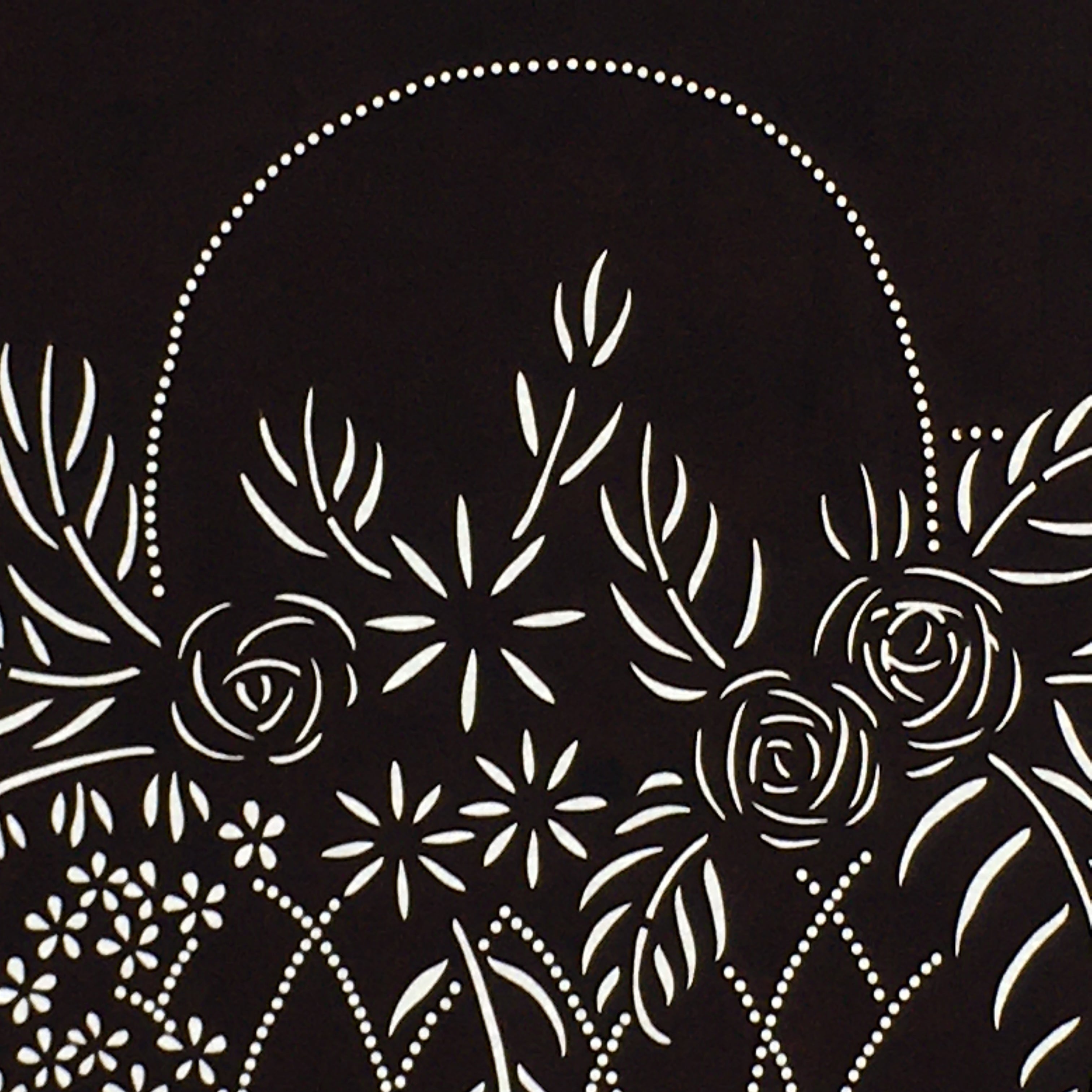 Japanese Antique Ise Katagami Paper Kimono Stencil Edo Flowers Design A569