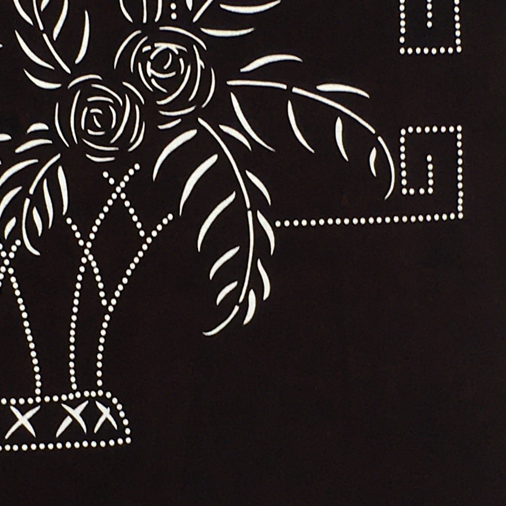Japanese Antique Ise Katagami Paper Kimono Stencil Edo Flowers Design A569