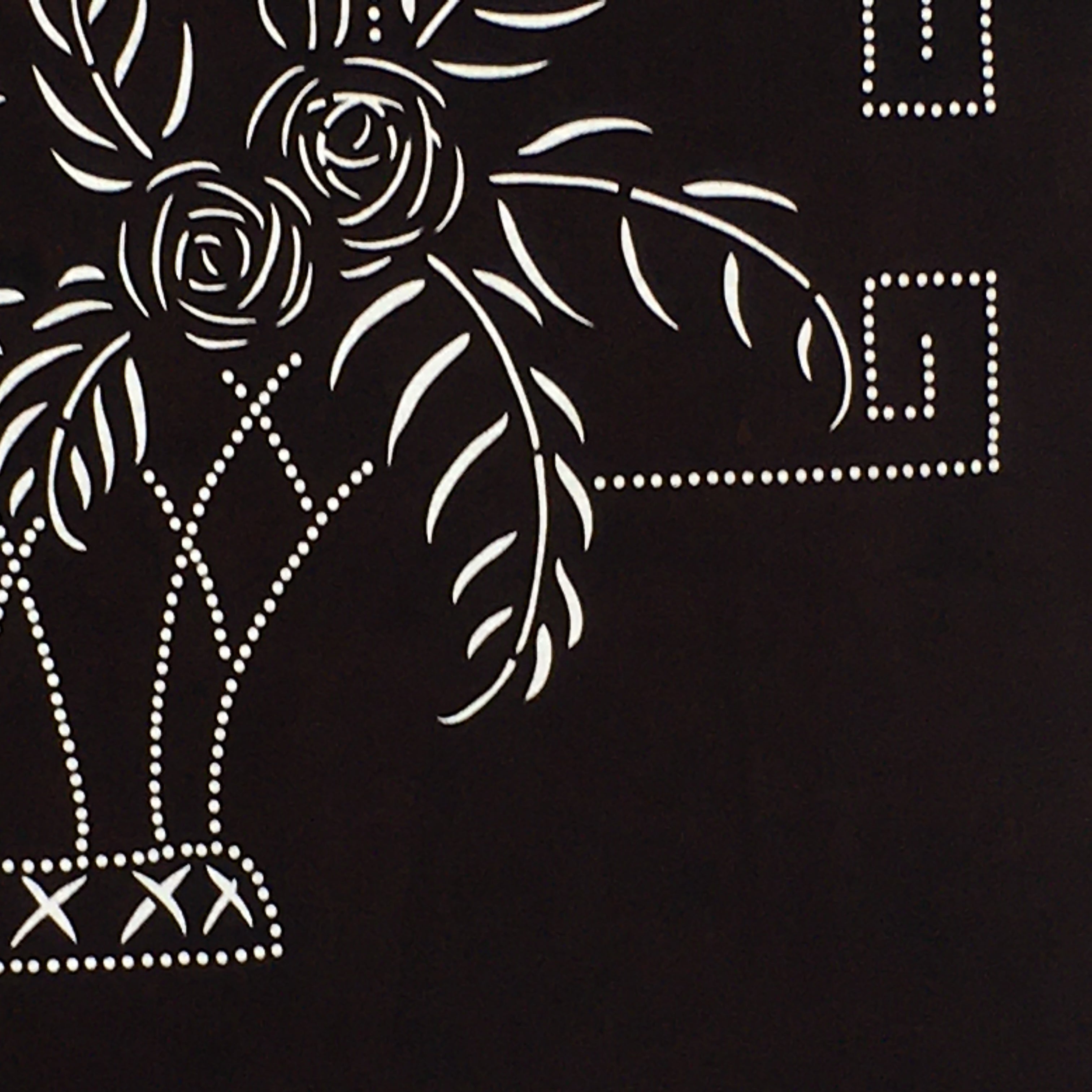 Japanese Antique Ise Katagami Paper Kimono Stencil Edo Flowers Design A569