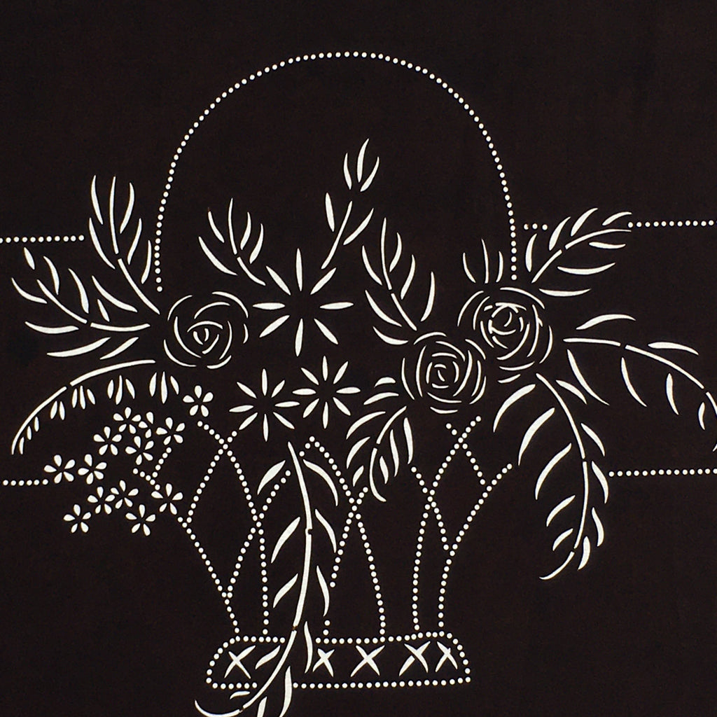 Japanese Antique Ise Katagami Paper Kimono Stencil Edo Flowers Design A569