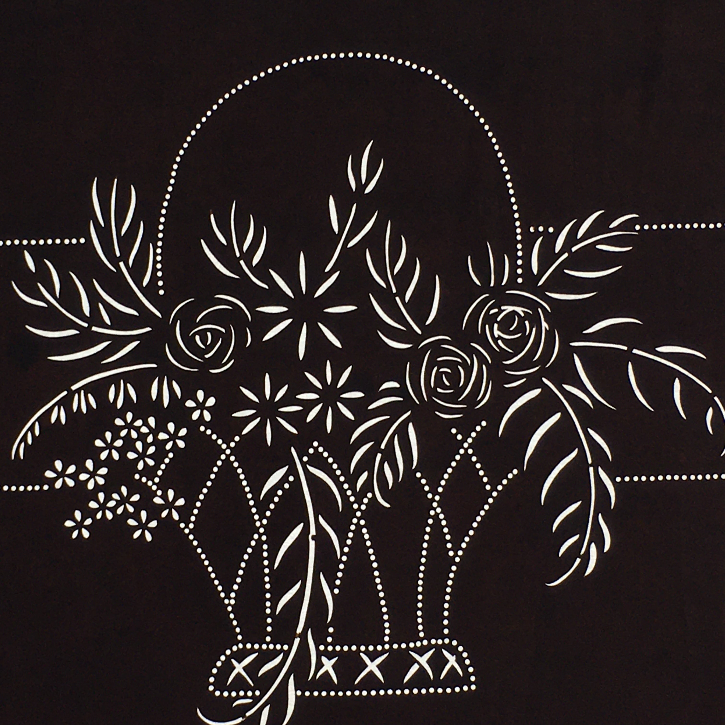 Japanese Antique Ise Katagami Paper Kimono Stencil Edo Flowers Design A569