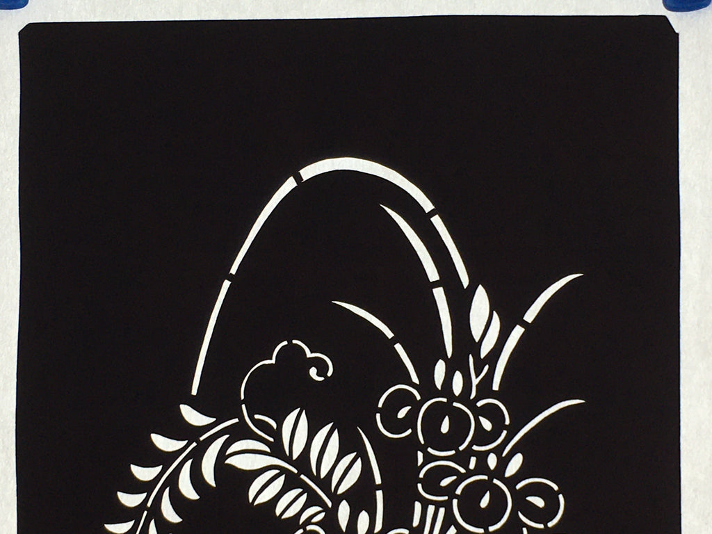 Japanese Antique Ise Katagami Paper Kimono Stencil Edo Flowers Design A570