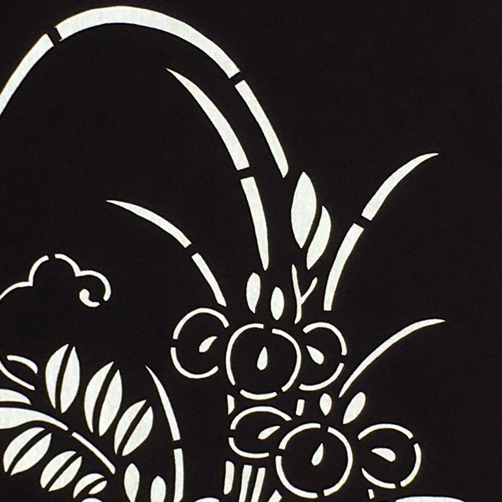 Japanese Antique Ise Katagami Paper Kimono Stencil Edo Flowers Design A570