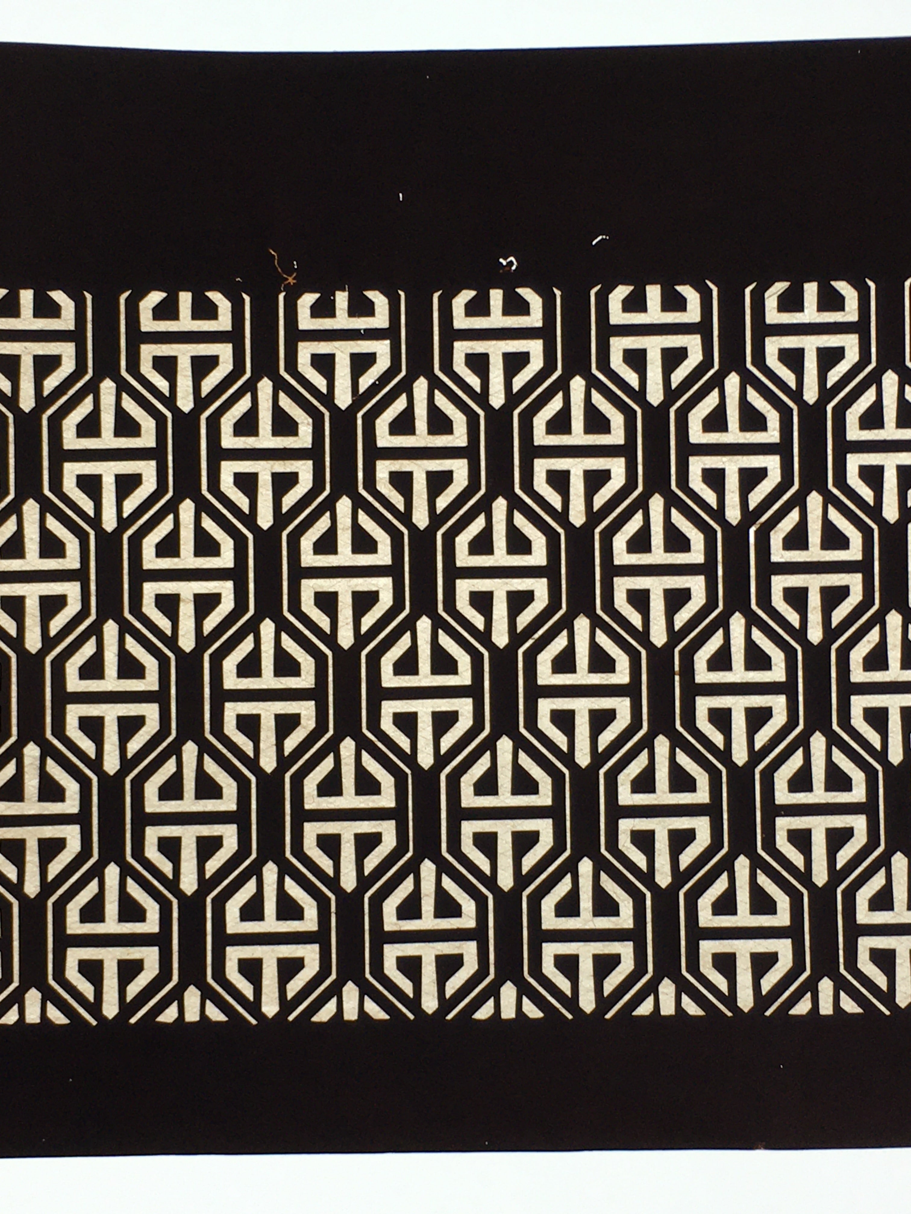 Japanese Antique Ise Katagami Paper Kimono Stencil Edo Geometric Pattern A604