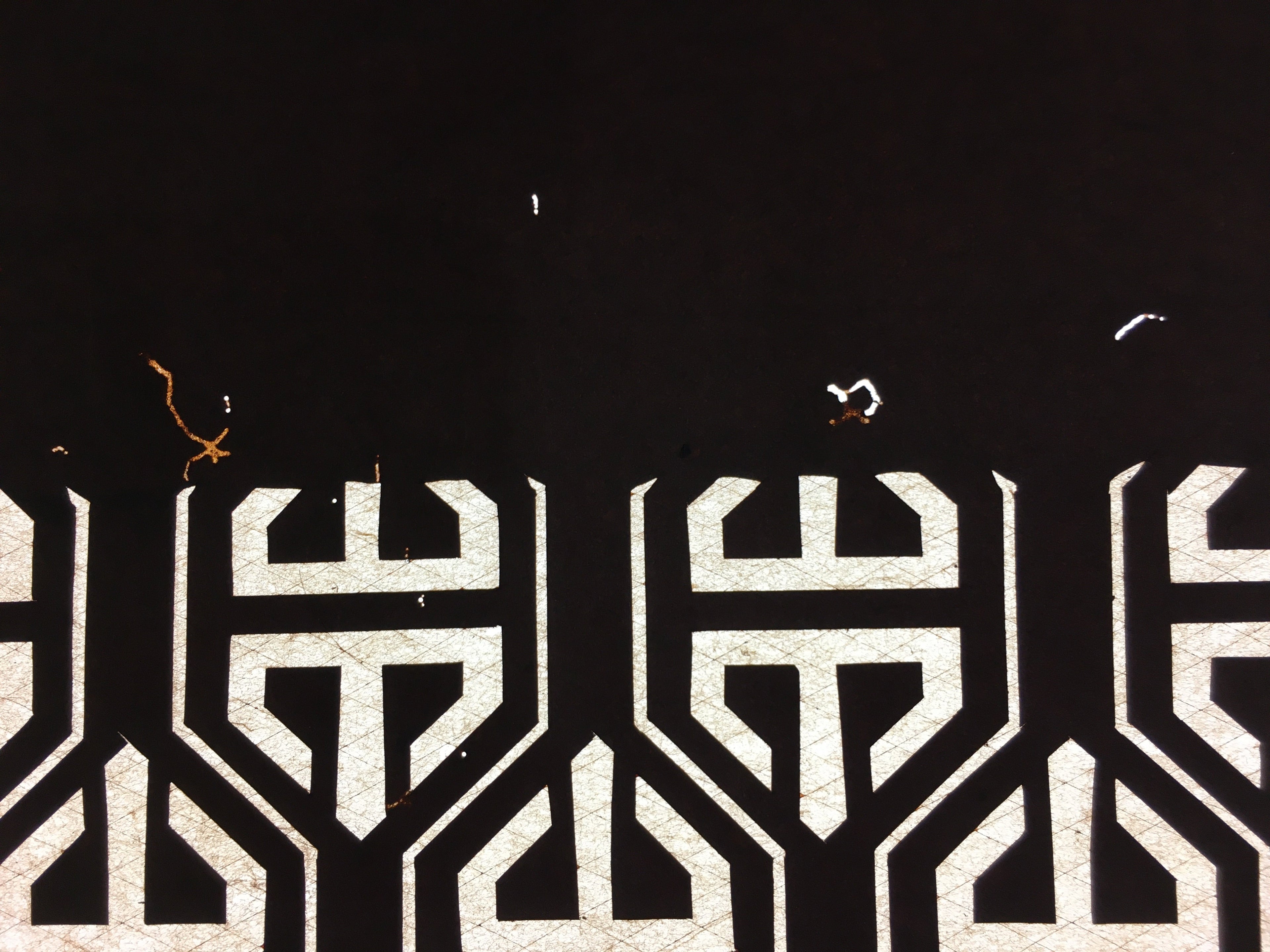 Japanese Antique Ise Katagami Paper Kimono Stencil Edo Geometric Pattern A604