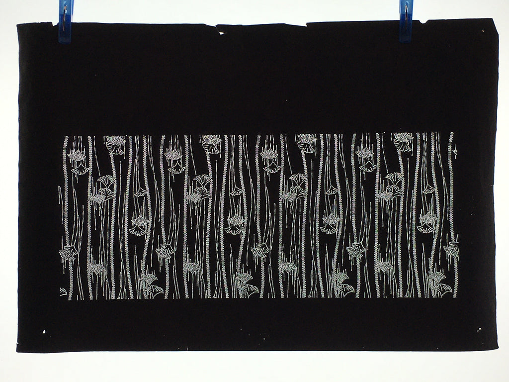 Japanese Antique Ise Katagami Paper Kimono Stencil Edo Ginkgo Leaf Pattern A599