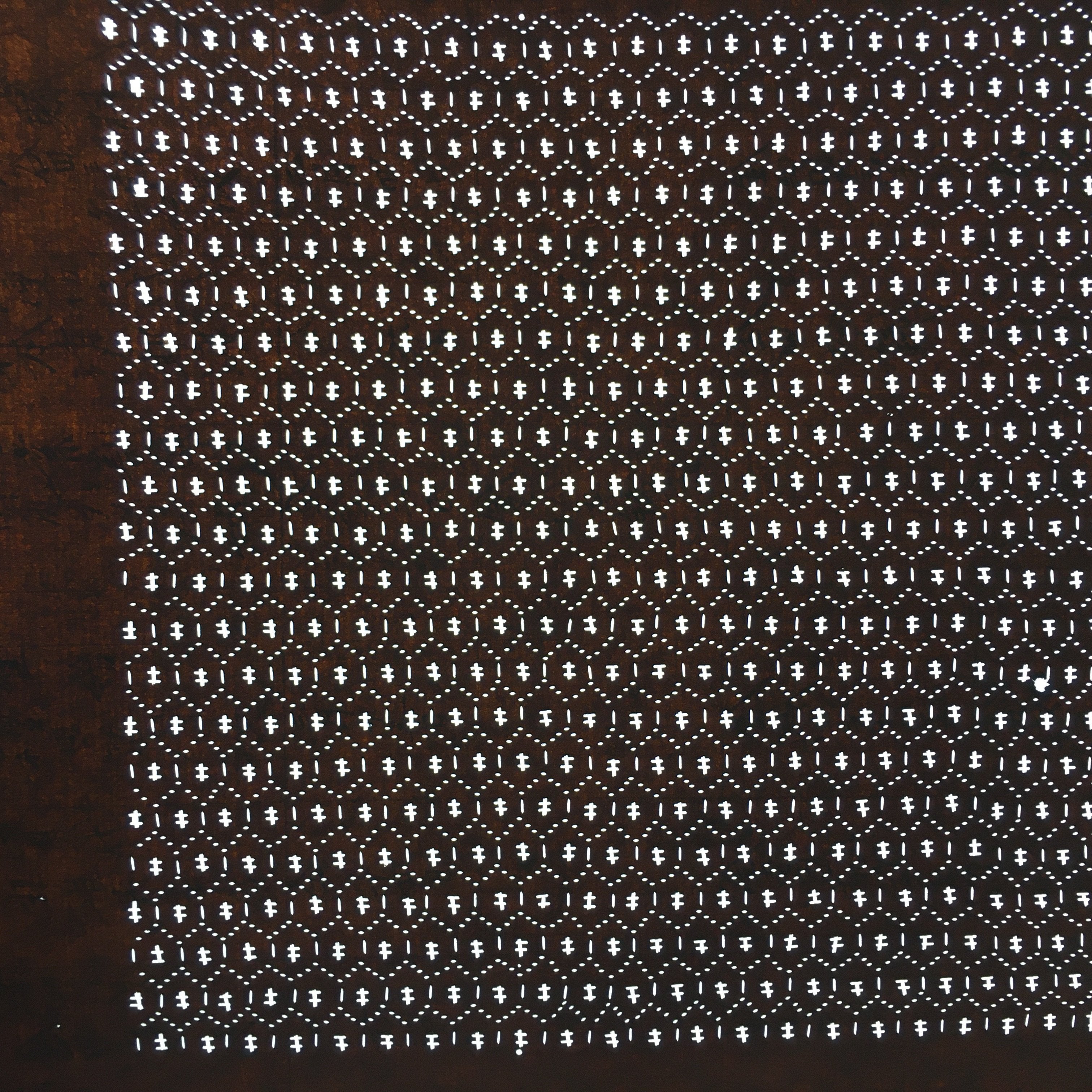 Japanese Antique Ise Katagami Paper Kimono Stencil Edo Hexagon Pattern A507