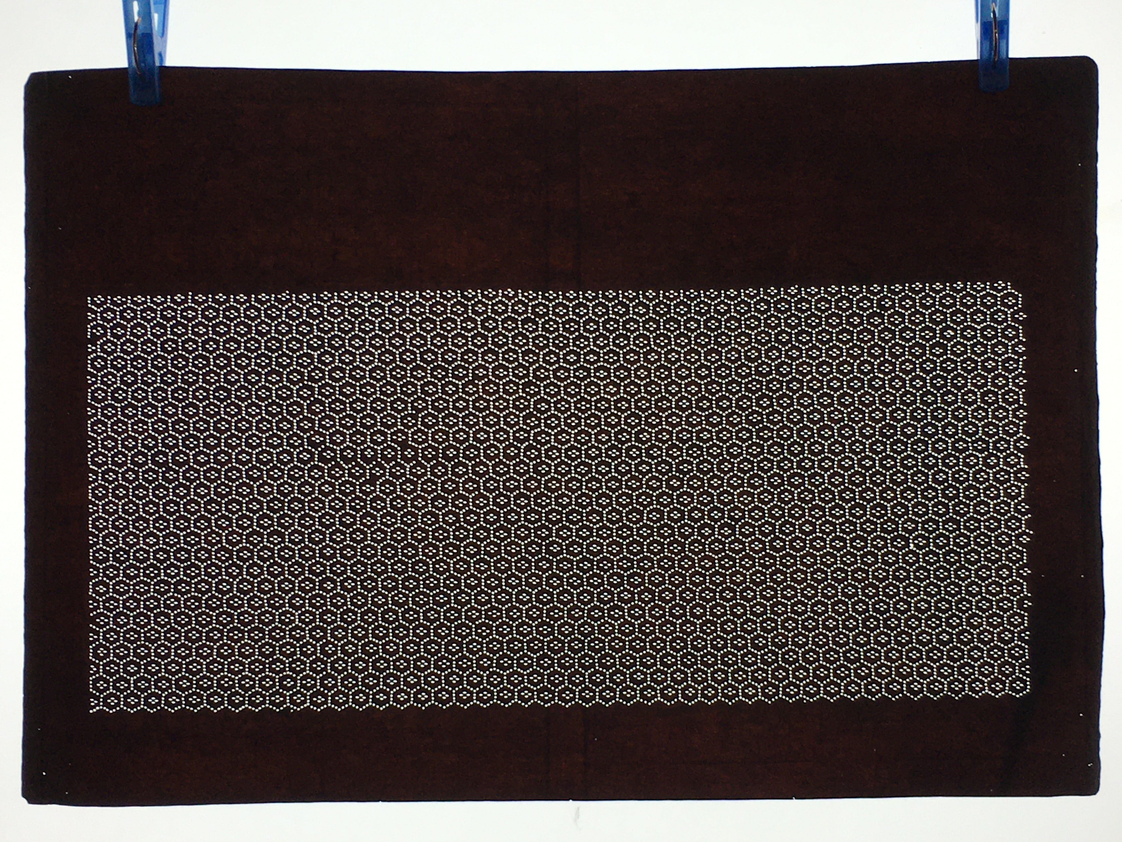 Japanese Antique Ise Katagami Paper Kimono Stencil Edo Honeycomb Geometric Patte