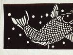 Japanese Antique Ise Katagami Paper Kimono Stencil Edo Koi Fish Design A561