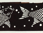 Japanese Antique Ise Katagami Paper Kimono Stencil Edo Koi Fish Design A561