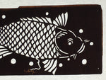 Japanese Antique Ise Katagami Paper Kimono Stencil Edo Koi Fish Design A561