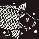 Japanese Antique Ise Katagami Paper Kimono Stencil Edo Koi Fish Design A561