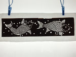 Japanese Antique Ise Katagami Paper Kimono Stencil Edo Koi Fish Design A561