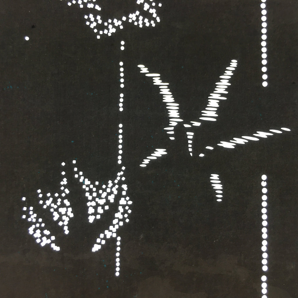 Japanese Antique Ise Katagami Paper Kimono Stencil Edo Leaf Line A451