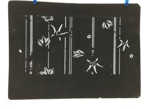 Japanese Antique Ise Katagami Paper Kimono Stencil Edo Leaf Line A451