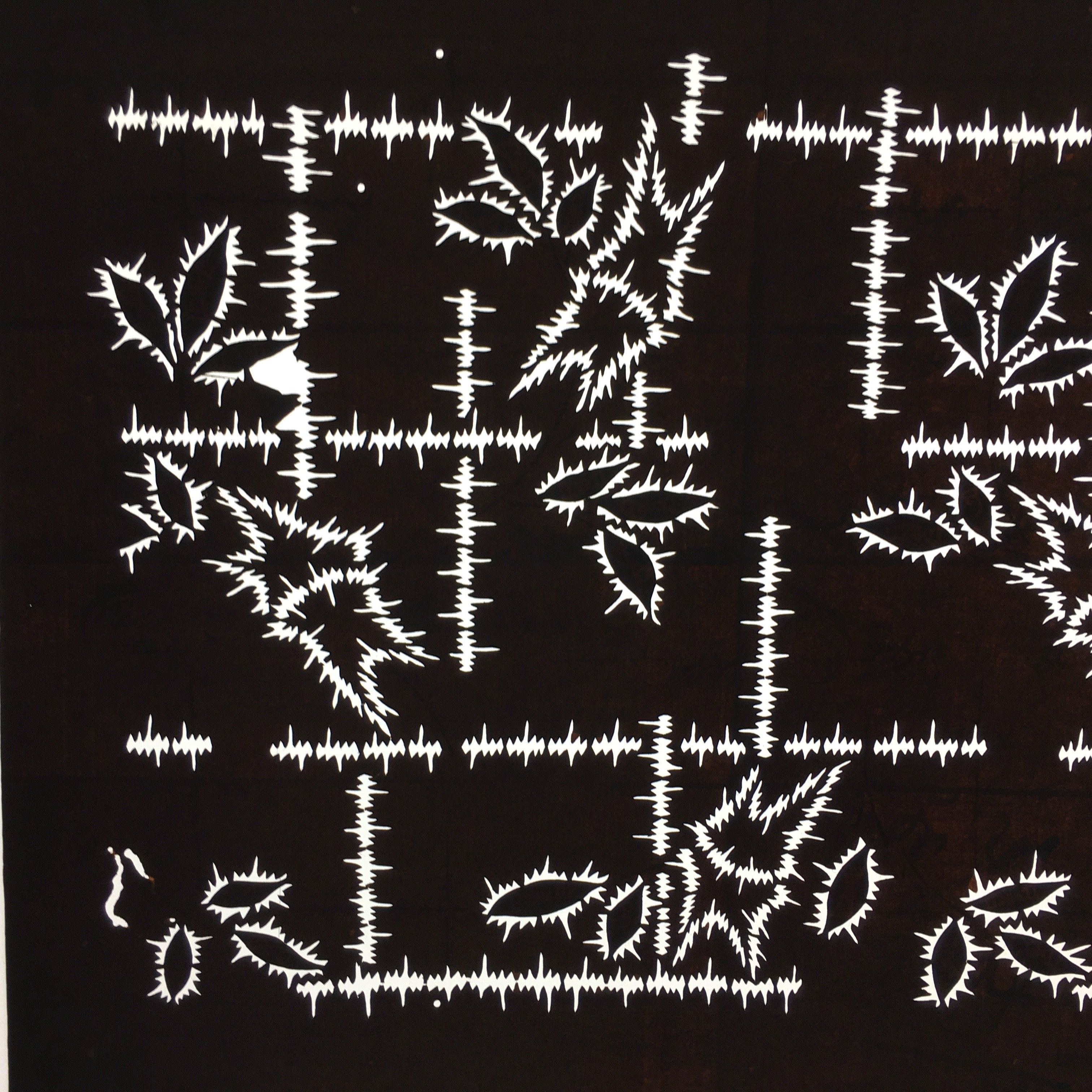 Japanese Antique Ise Katagami Paper Kimono Stencil Edo Leaf Pattern A505