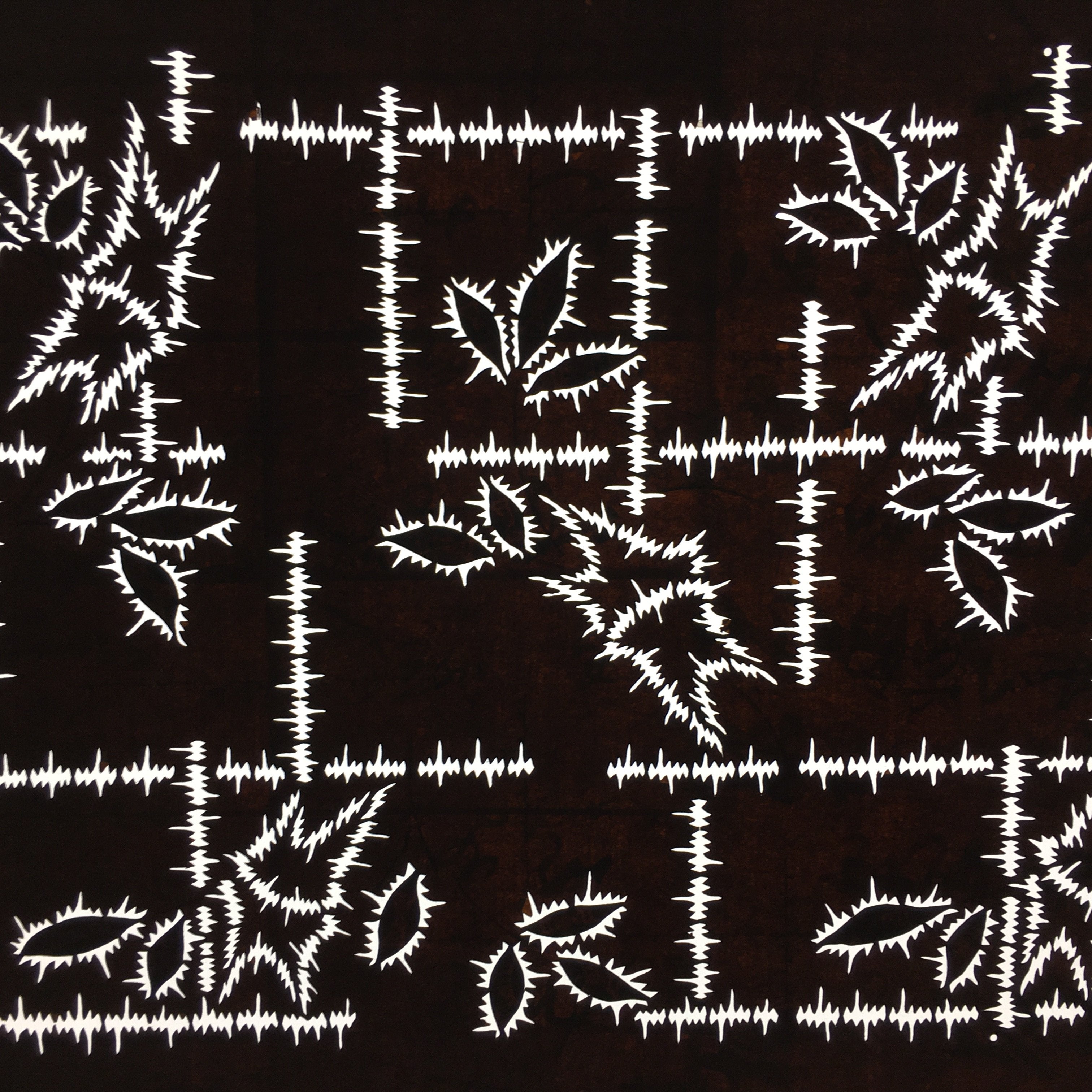 Japanese Antique Ise Katagami Paper Kimono Stencil Edo Leaf Pattern A505