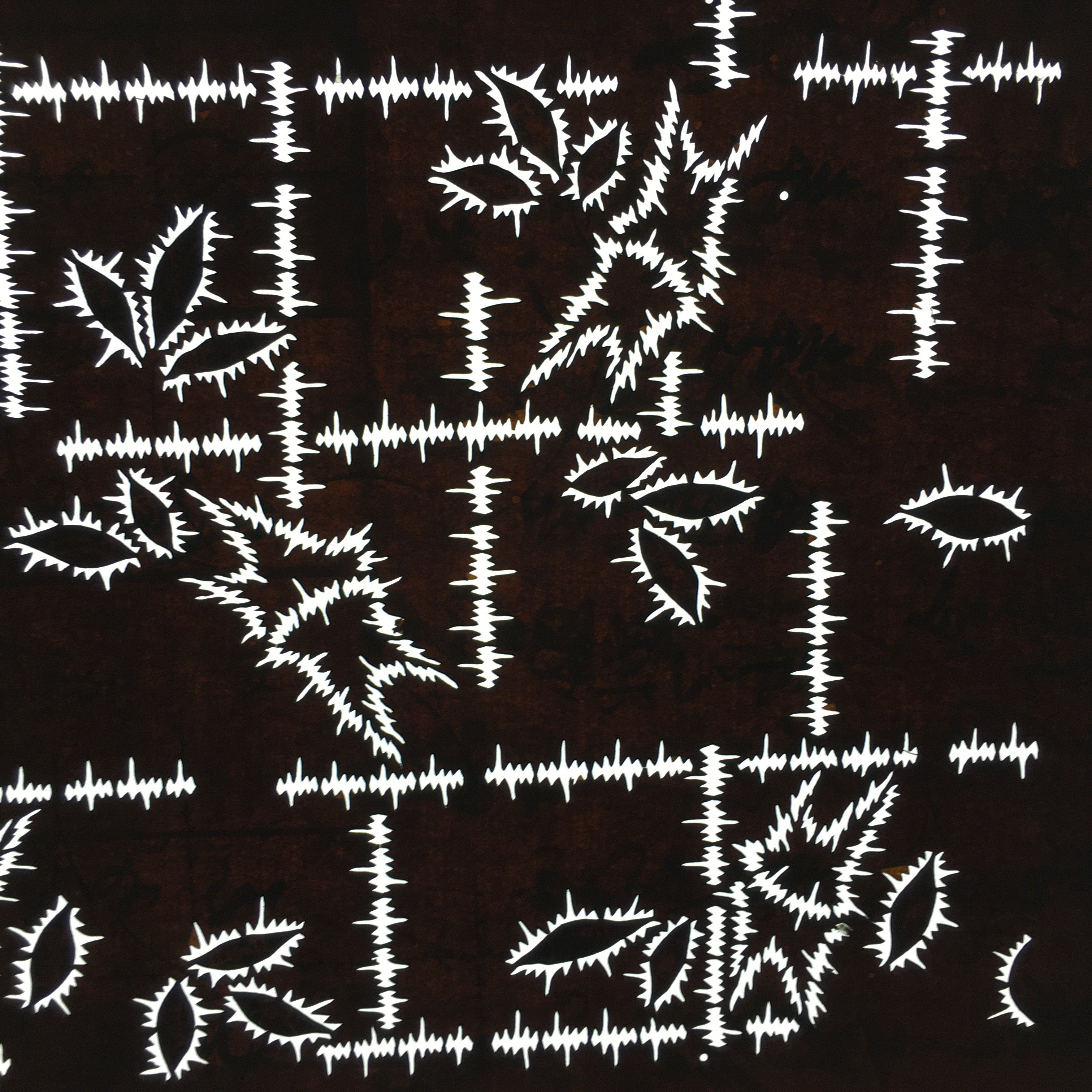 Japanese Antique Ise Katagami Paper Kimono Stencil Edo Leaf Pattern A505