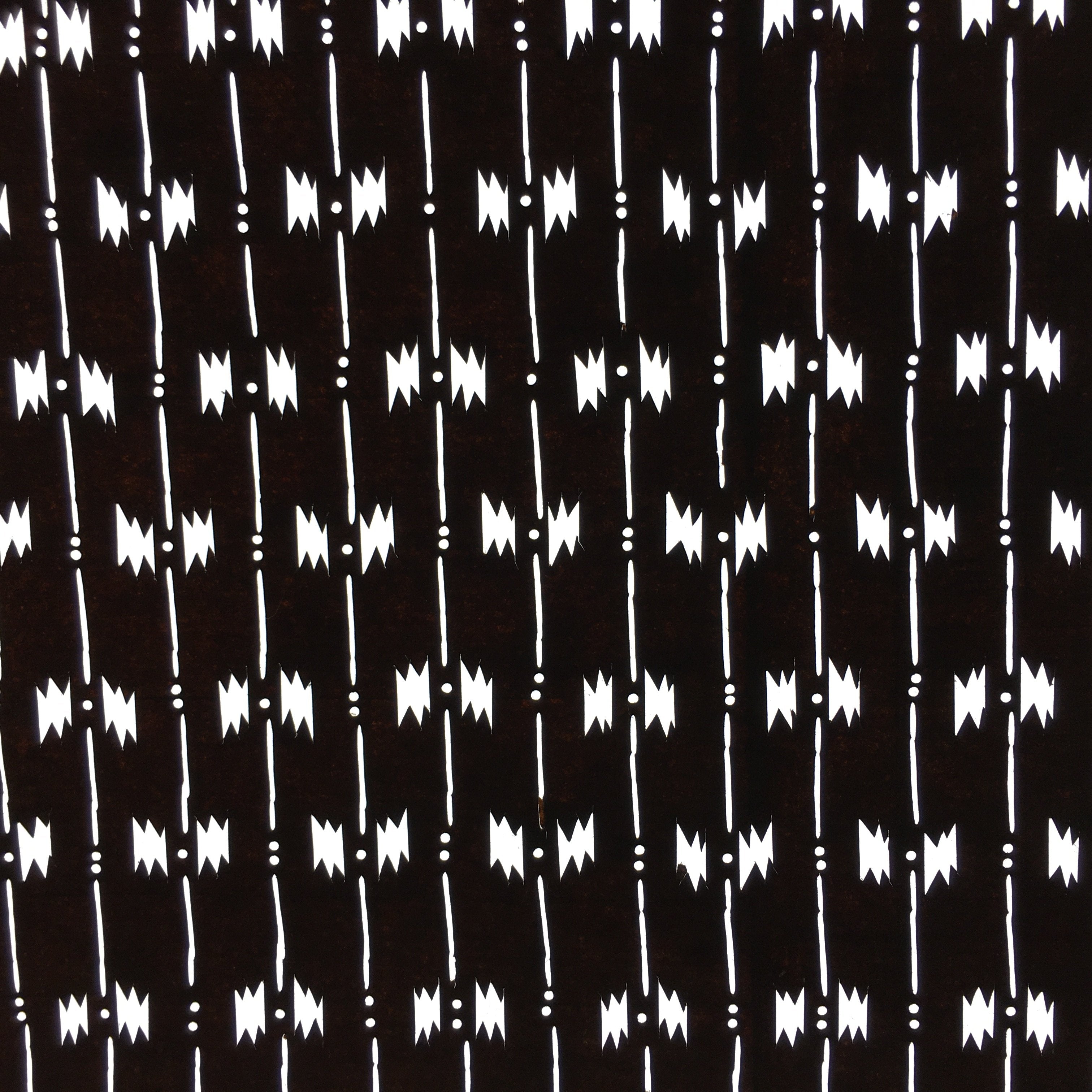 Japanese Antique Ise Katagami Paper Kimono Stencil Edo Line Jagged Pattern A527