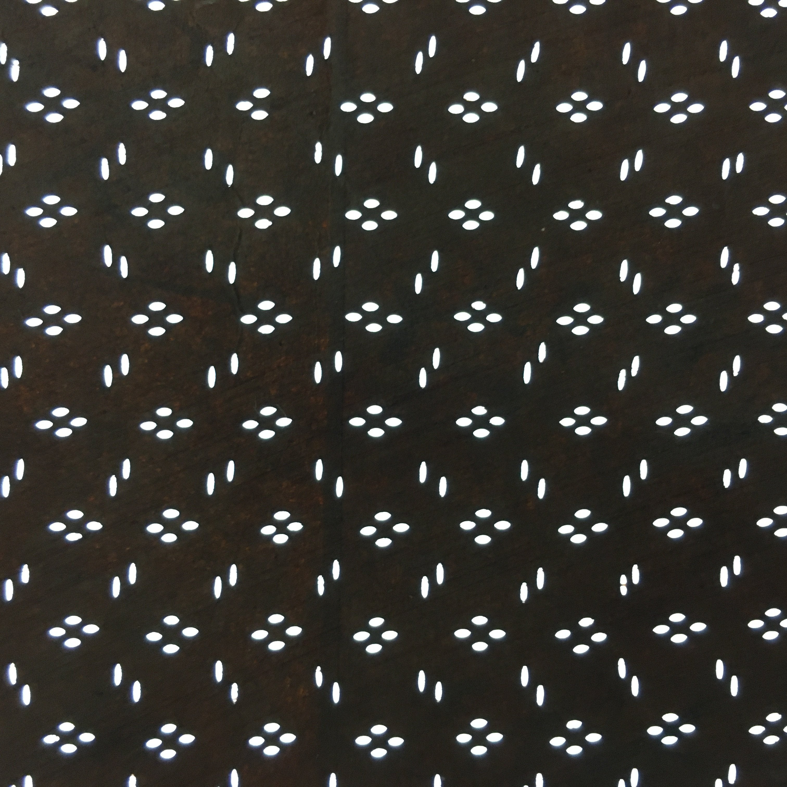 Japanese Antique Ise Katagami Paper Kimono Stencil Edo Oval Flower Dot A428
