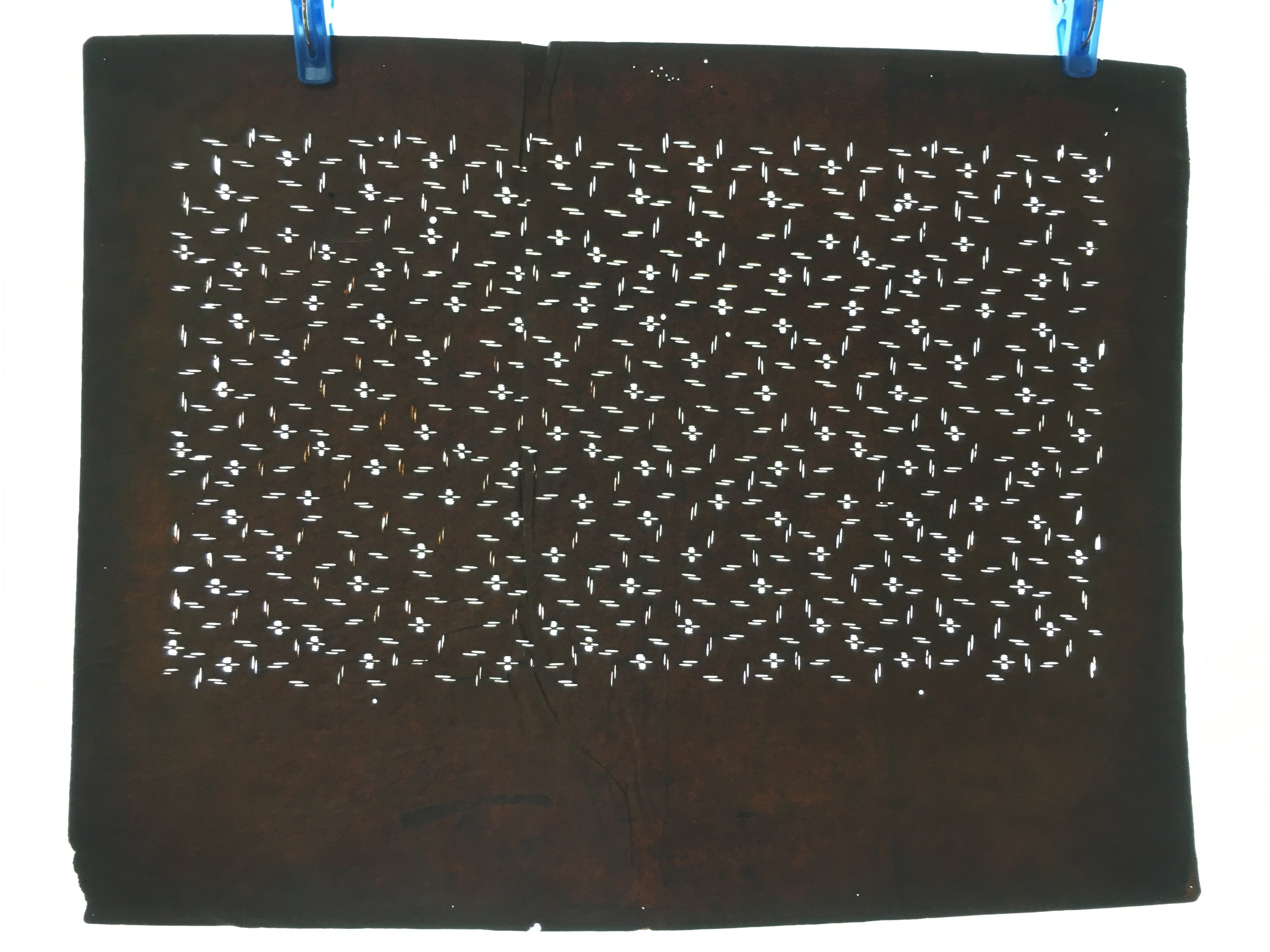 Japanese Antique Ise Katagami Paper Kimono Stencil Edo Short Line A396