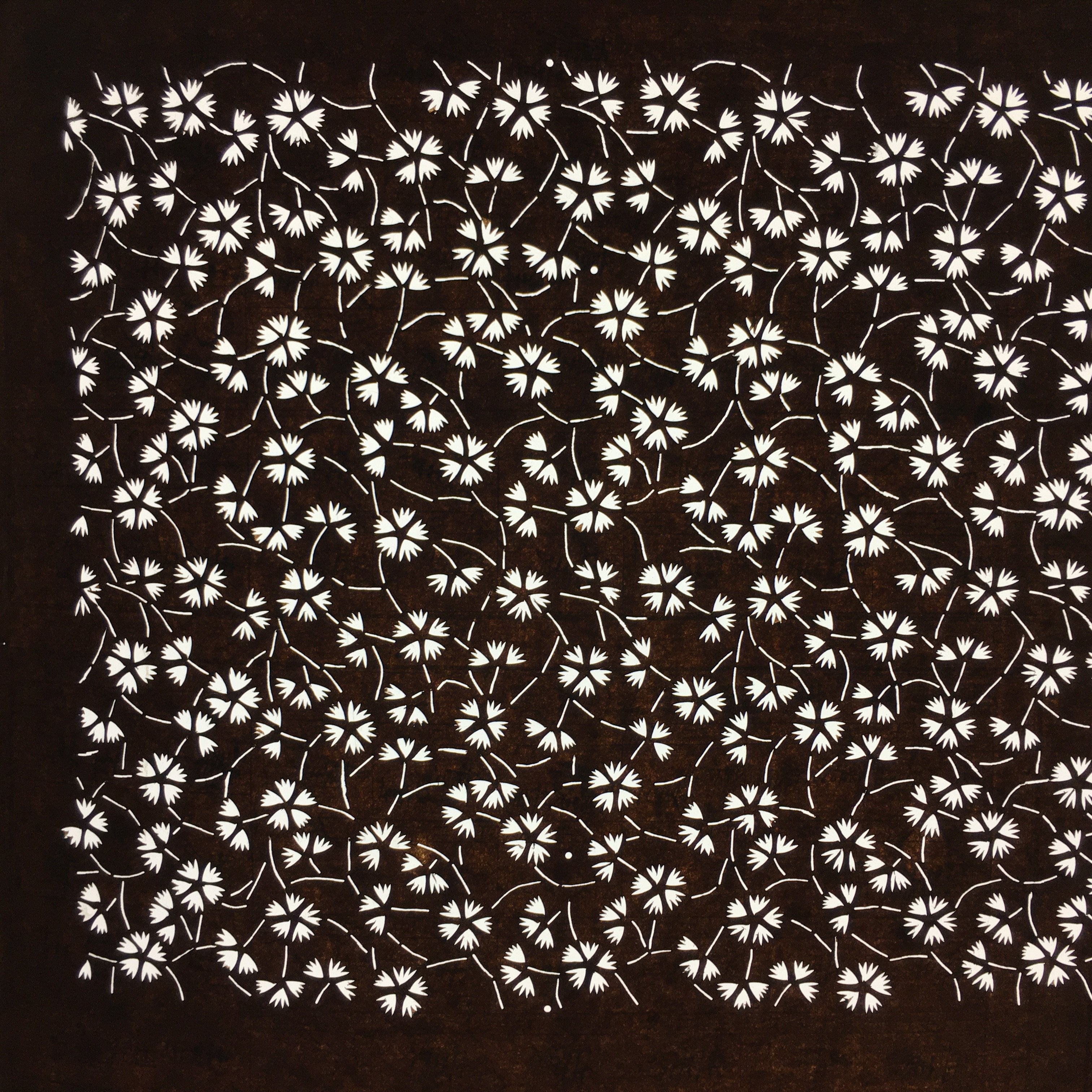 Japanese Antique Ise Katagami Paper Kimono Stencil Edo Small Flower Pattern A520