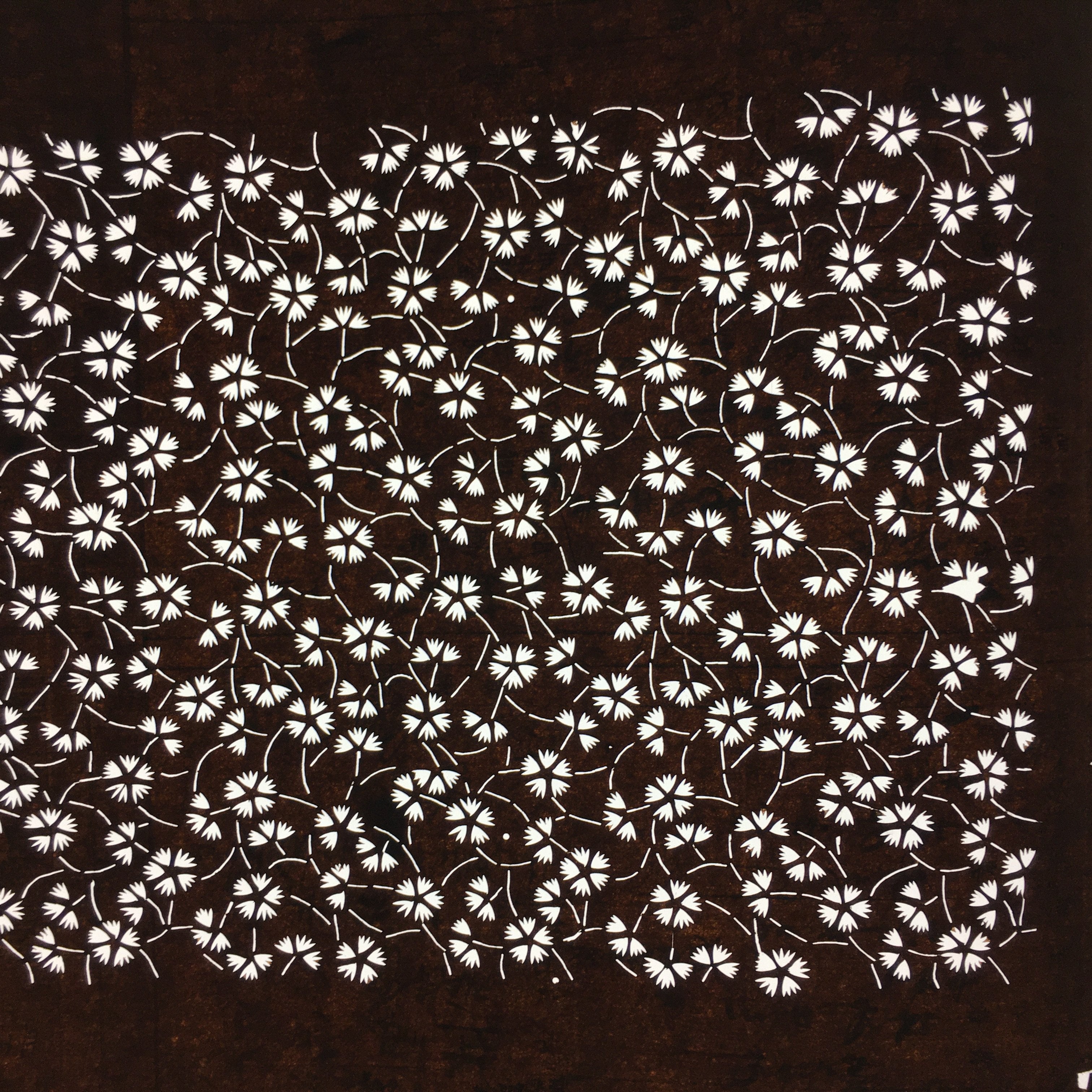 Japanese Antique Ise Katagami Paper Kimono Stencil Edo Small Flower Pattern A520